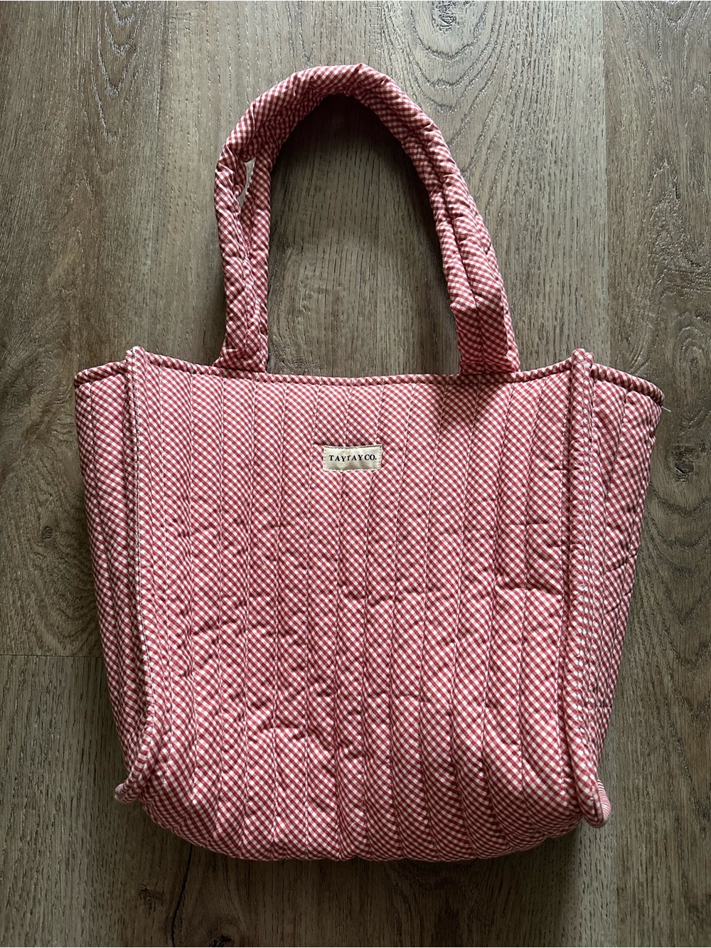 Quilted Red Gingham Tote Bag